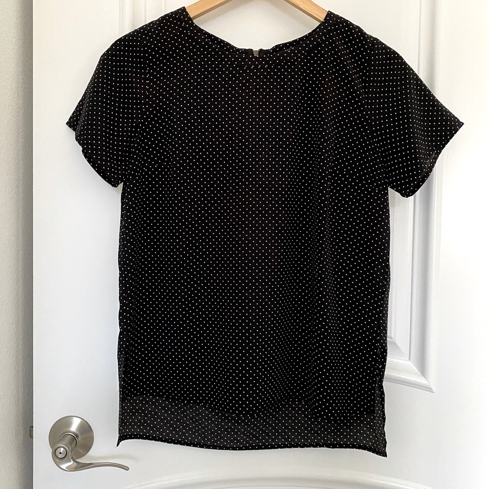 Forever21 Blouse with back zipper. Black with white polka dots. Small.
